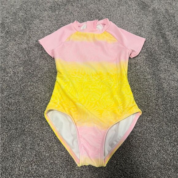Cat & Jack Pink and Yellow Rashguard Swimwear Sz S/6 - Picture 1 of 3